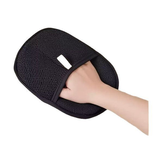 Black Boutelle FurLift reusable pet hair removal mitt on a white background